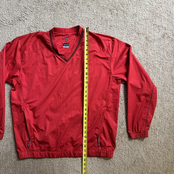 Nike Golf Windbreaker Men's Large Pullover V Neck Clima Fit Red Zip Pockets - Picture 6 of 12